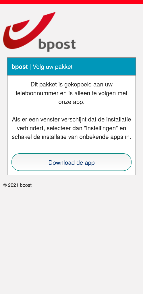 Afbeelding 2: vraag om de applicatie te installeren: doe dit nooit