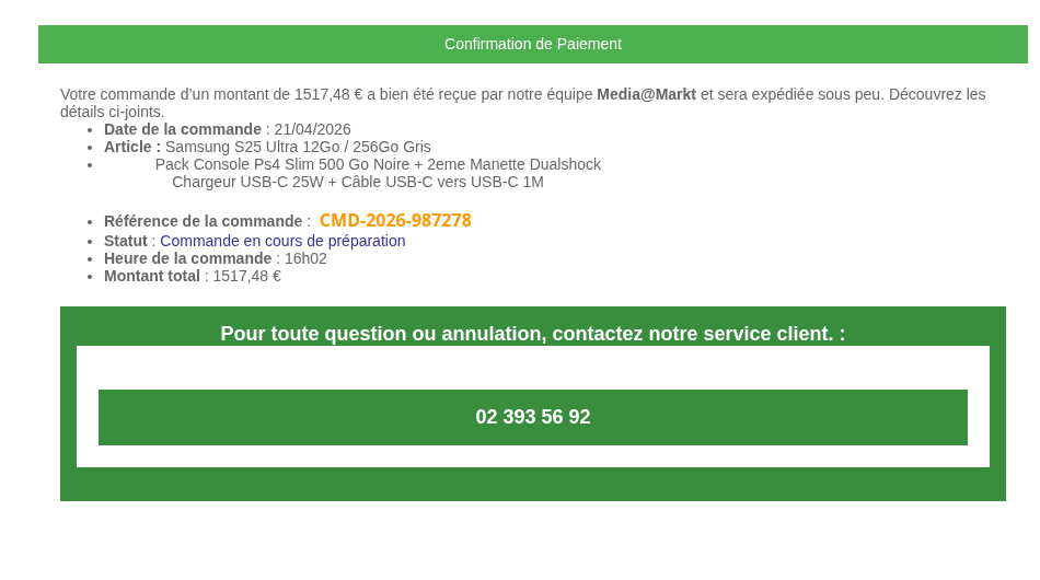 Phishing helpdesk FR